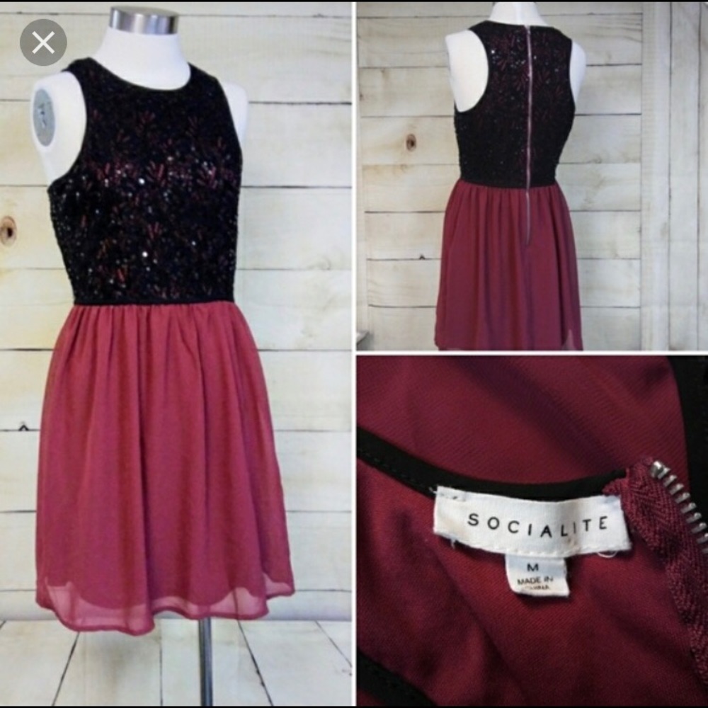 Socialite black and maroon dress